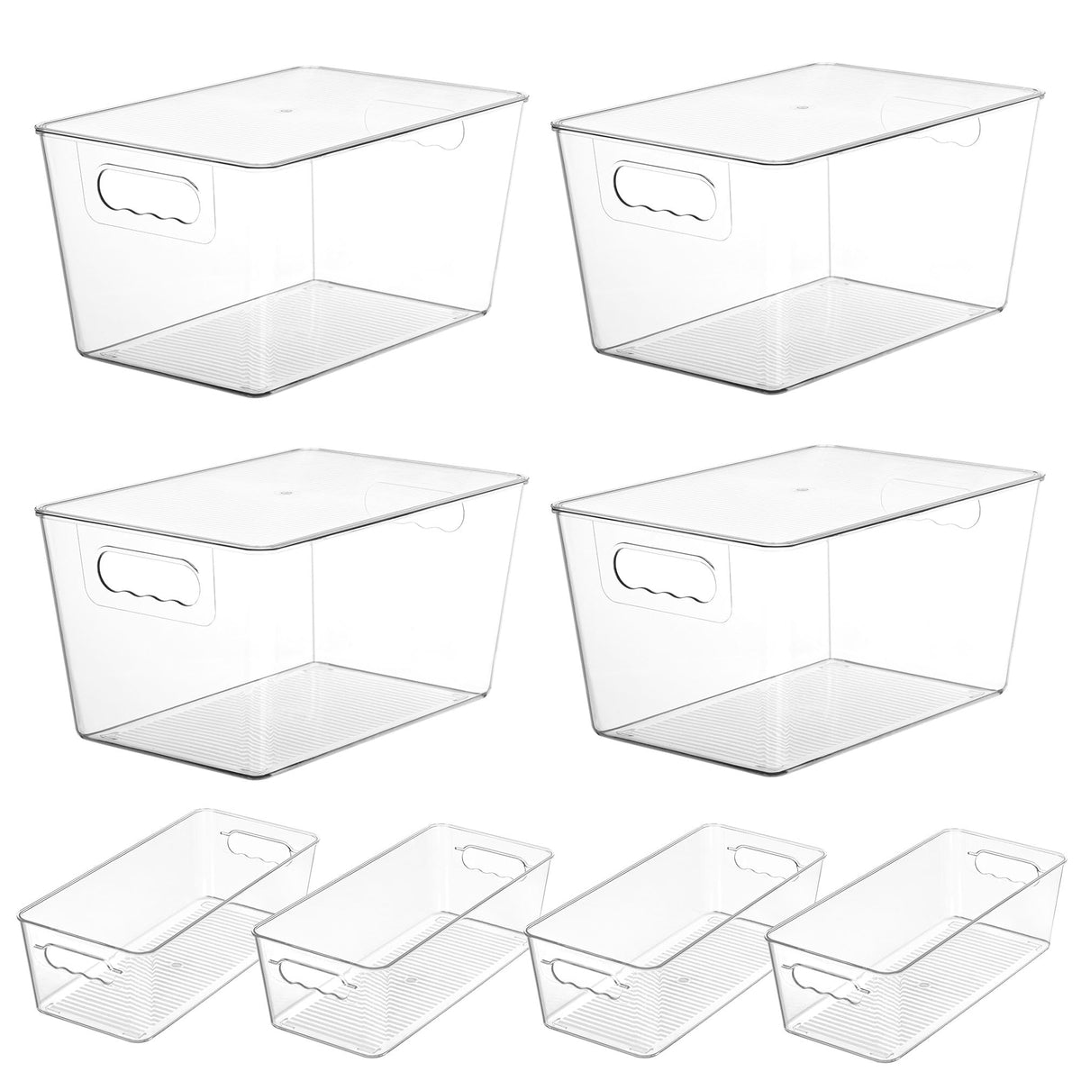 Vtopmart 8 Pack Clear Storage Bins with Lid Set for Pantry Organizer