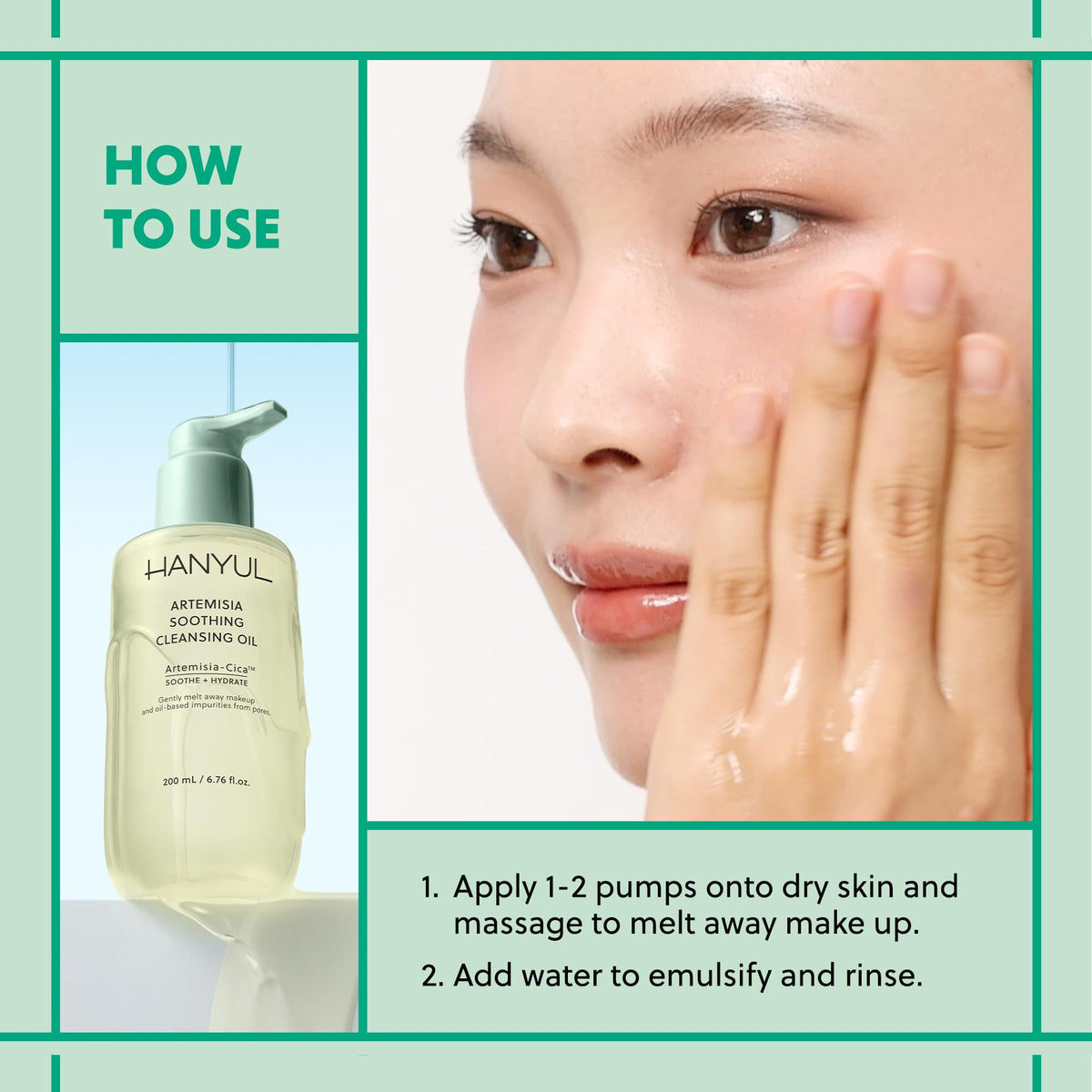 Hanyul Artemisia Soothing Cleansing Oil | Gentle, Soothing & Hydrating Oil Facial Cleanser with Artemisia, Cica & Glycerin to Remove Makeup & Impurities | Non-Stripping | For All Skin Types | Vegan