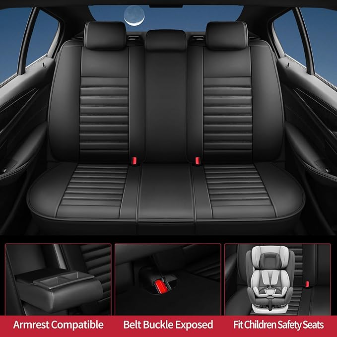 Fit Prologue Car Seat Covers for Honda Prologue 2024 2025 2026-Upgraded Premium Waterproof & Breathable Leather,Airbag Compatible,All-Weather Seat Cushion Protector,Full Set,Black