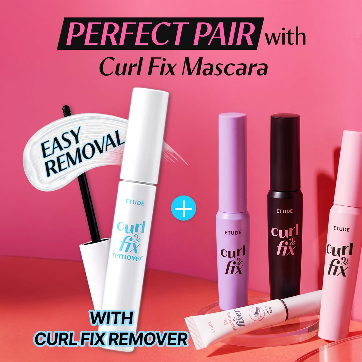 ETUDE Curl Fix Waterproof Mascara Remover with Biotin and Argan Oil, 0.3 oz