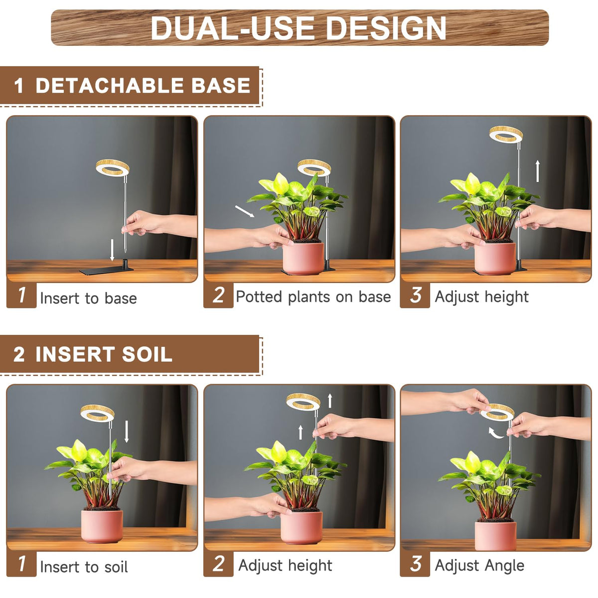 Aokrean Grow Light, Full Spectrum Plant Lights for Indoor Growing with Base