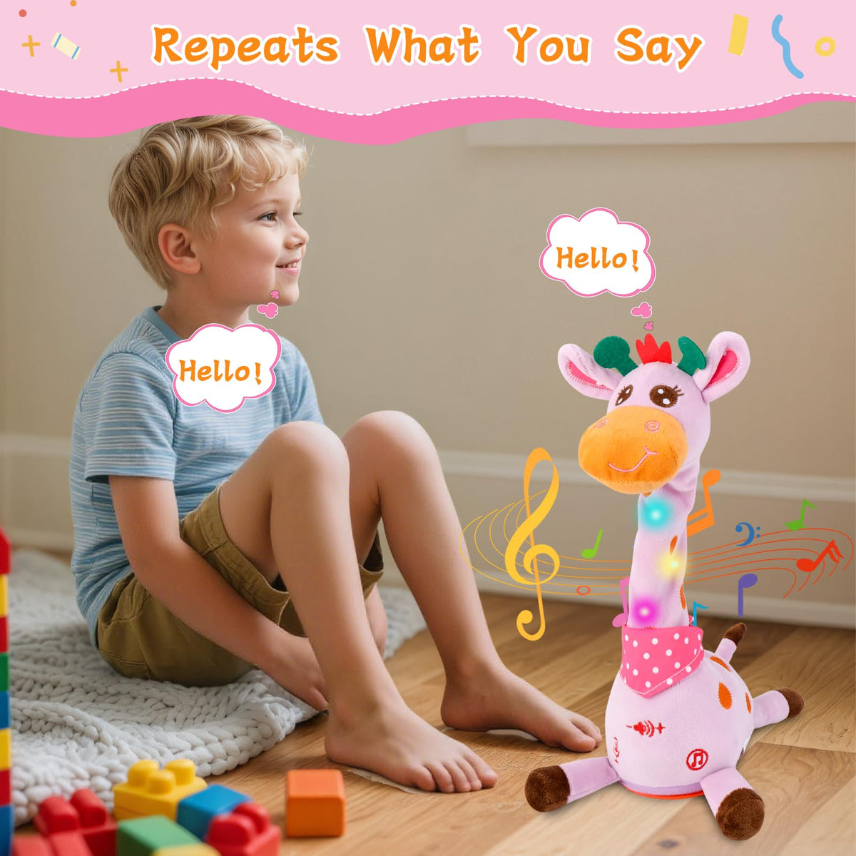 LLUKEME Dancing Talking Giraffe Toy Singing Giraffe Baby Toys, Purple