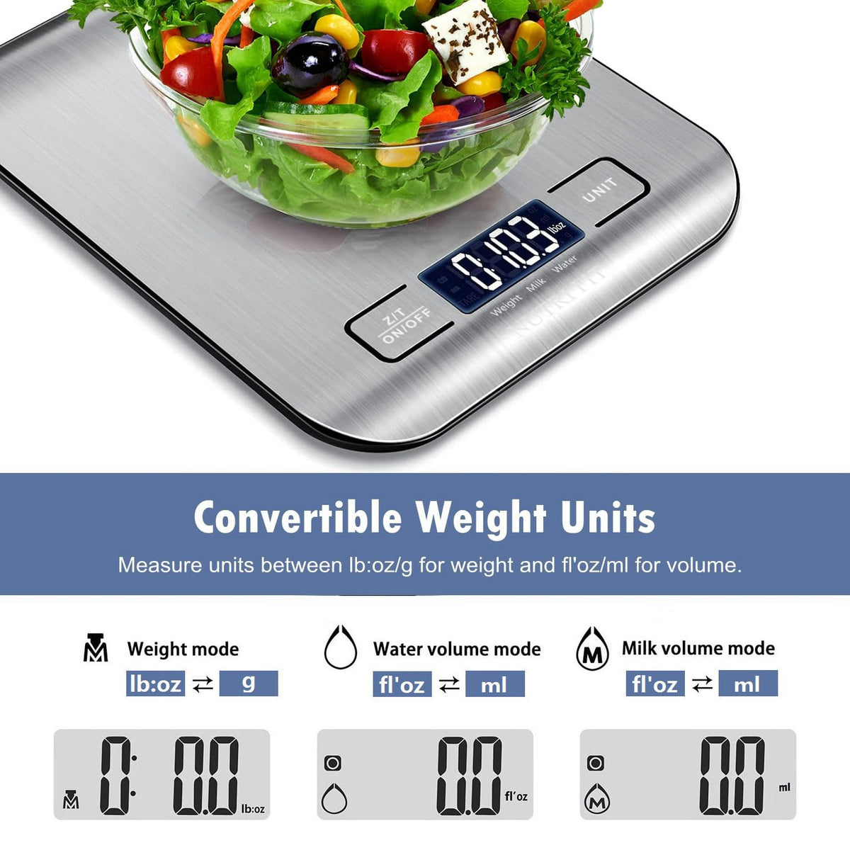 NUTRI FIT Food Scale Kitchen Scales Digital Weight Grams Oz for Weight Loss