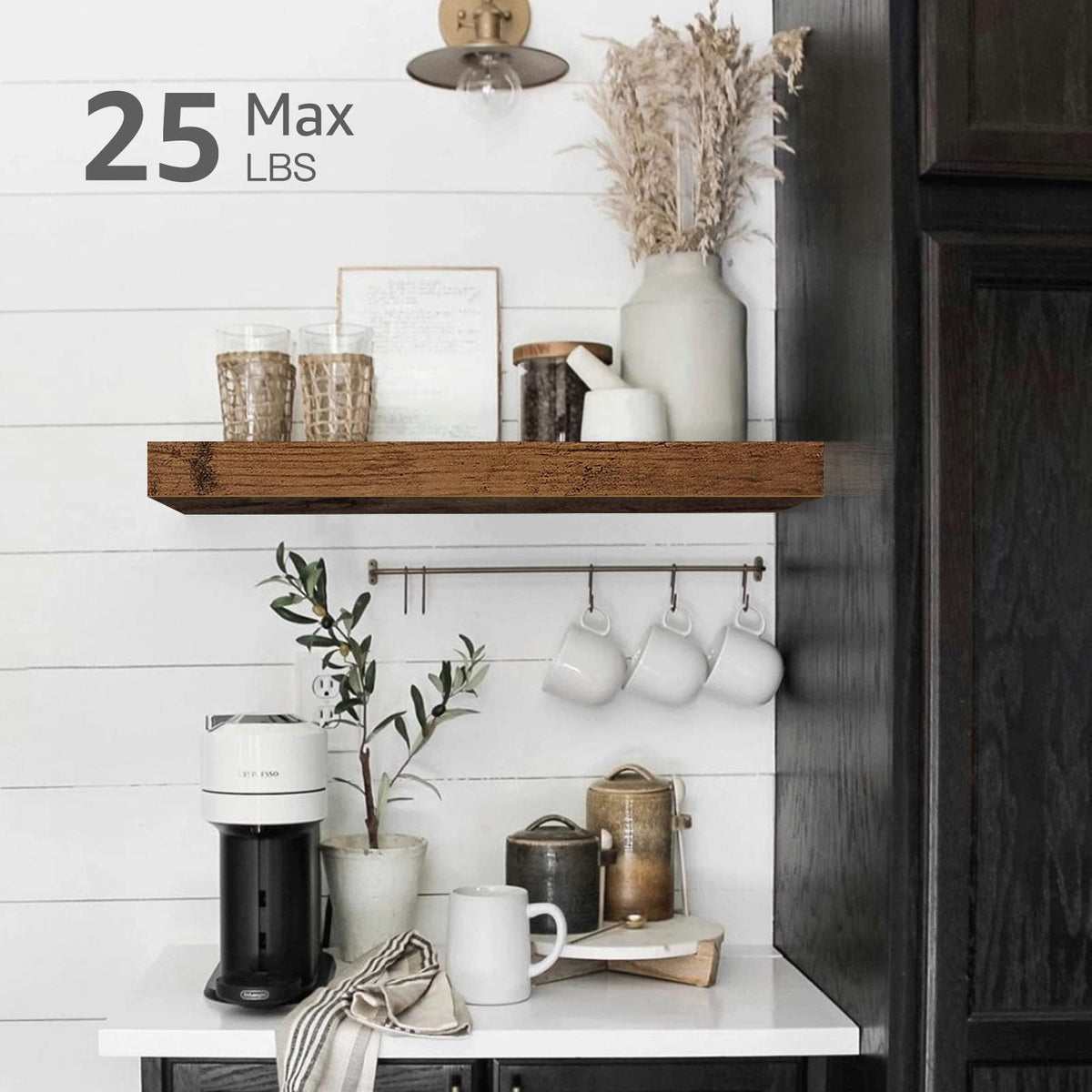 QEEIG Floating Shelves for Wall Small Shelf (Brown, Set of 3, 15.7" x 6.7")