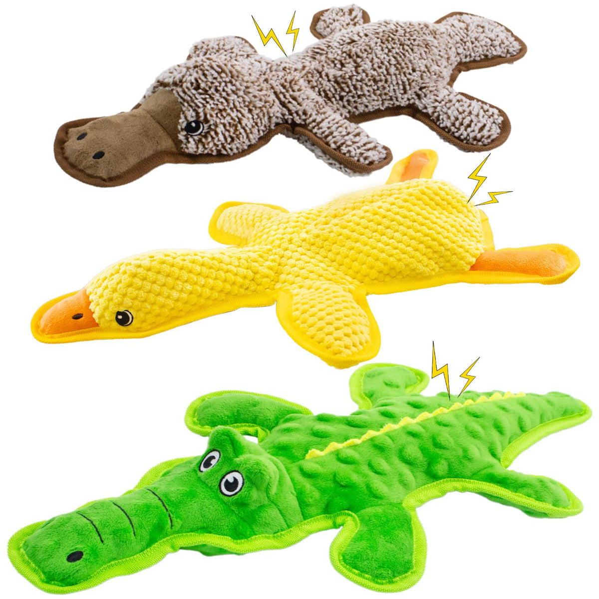No Stuffing Dog Squeak Toys, 3 Pack Chew Toys for Small to Large Puppies