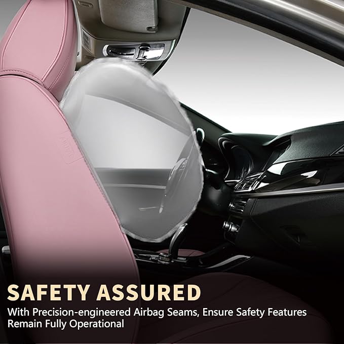 FLORICH Front Car Seat Covers, Luxury Waterproof Faux Leather Seat Covers Cushion, Breathable Car Seat Cover Protectors Universal Fit for Most 5 Seats Vehicles - Pink