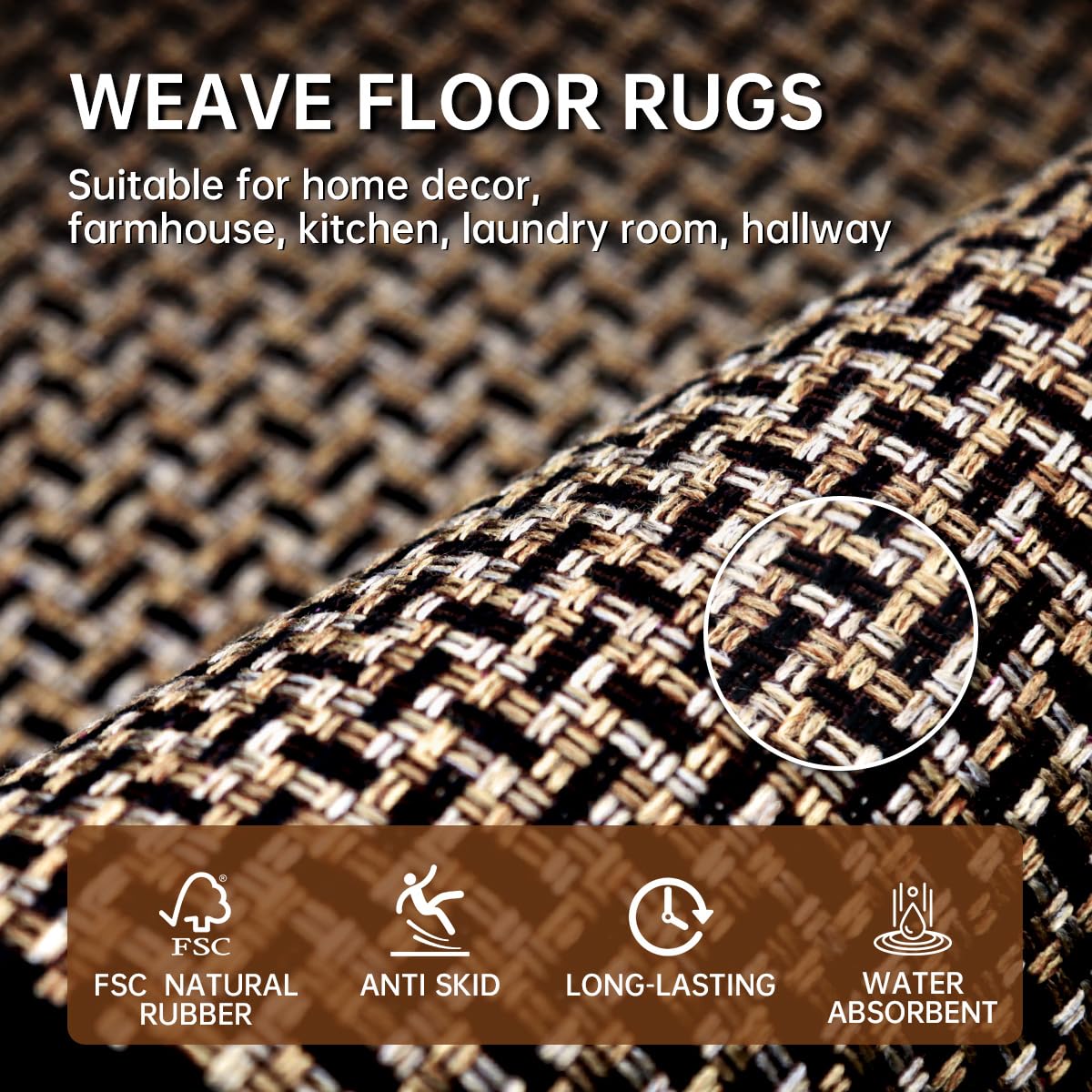 eqivei Kitchen Rugs Non Slip Washable 2-Piece Kitchen Mats for Floor, Black
