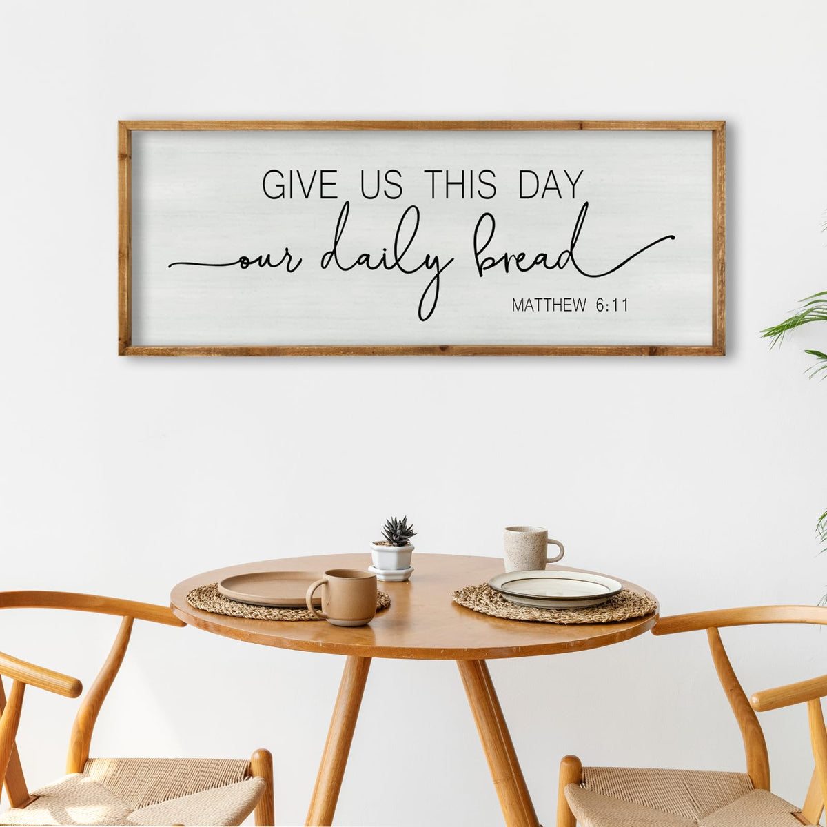 Dining Room Wall Decor Give Us This Day Our Daily Bread Sign, 40"×15", Wood
