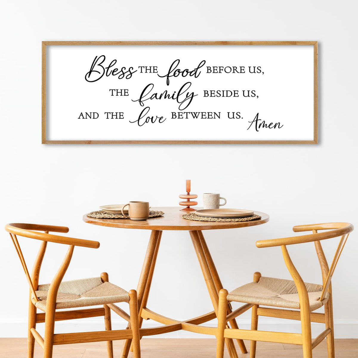 LuZhiQiang Bless the Food Before Us Sign Wall Decor 32"×12" Wood