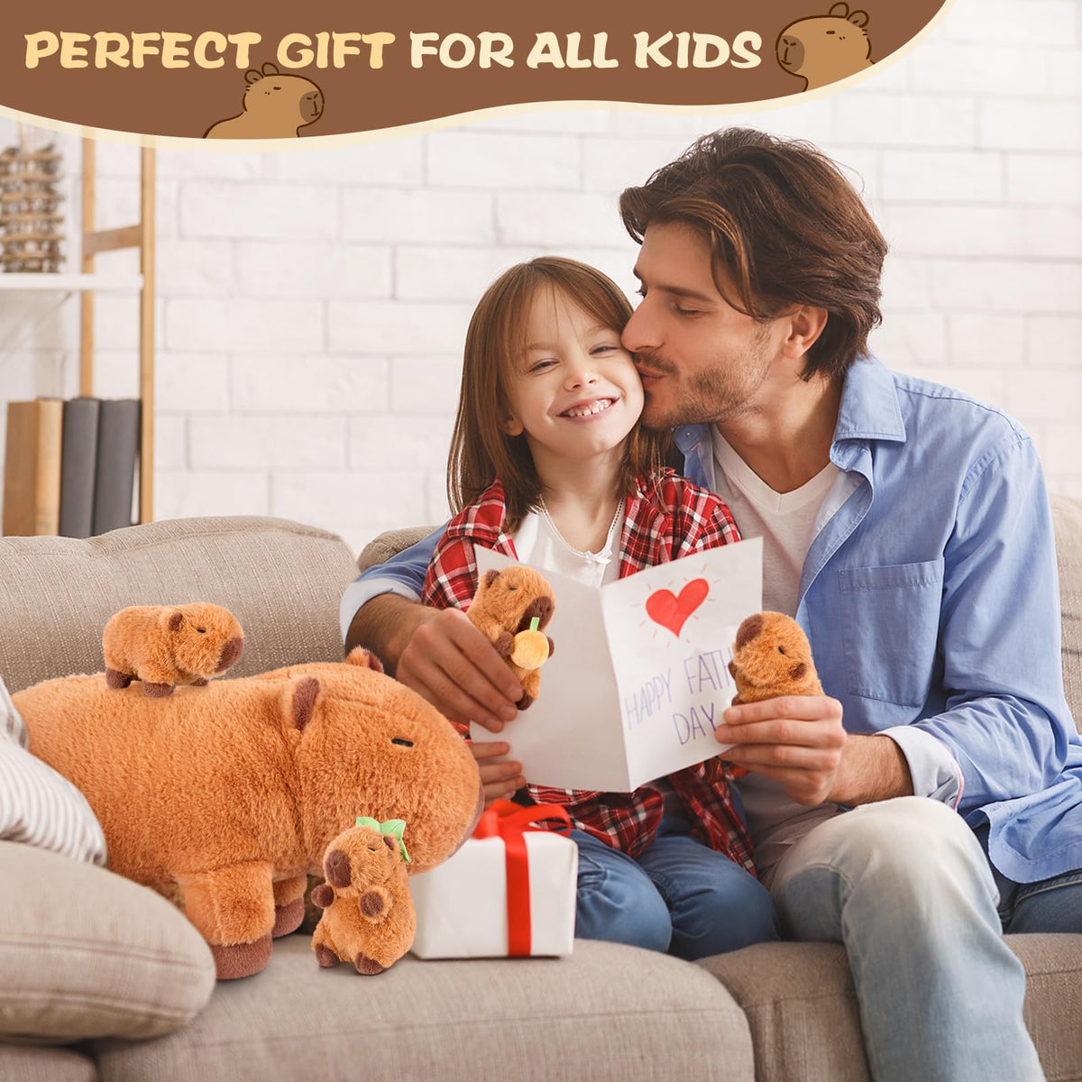 SuzziPals Capybara Plush Toys with 4 Babies, Cute Capybara Gifts for Kids