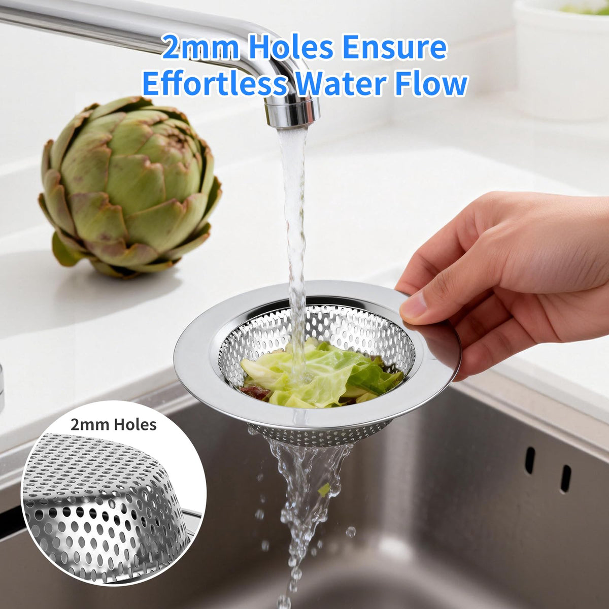 Chefbee 4PCS 4.4" Stainless Steel Kitchen Sink Drain Strainer Food Catcher