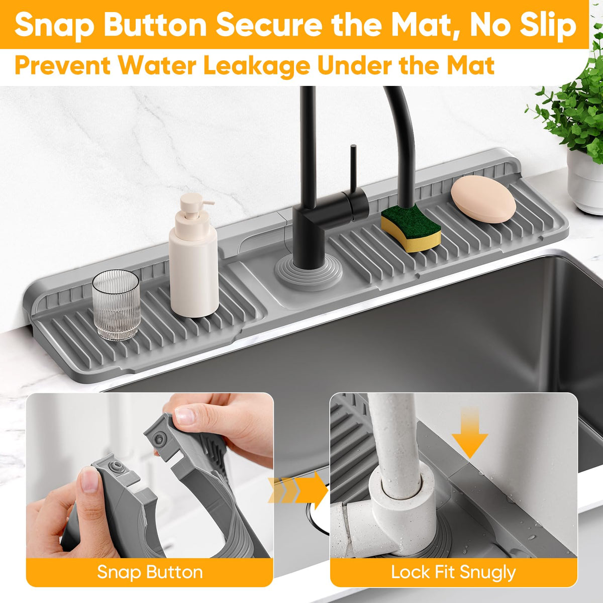 24'' Longer Faucet Mat for Kitchen Sink Water Splash Guard Behind Faucet