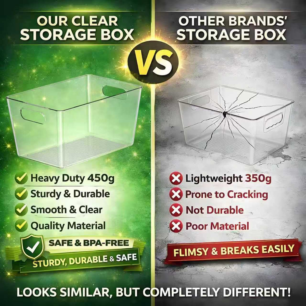Joymeezo 6 Pack Clear Plastic Storage Bins, Kitchen&Pantry Organizer Large