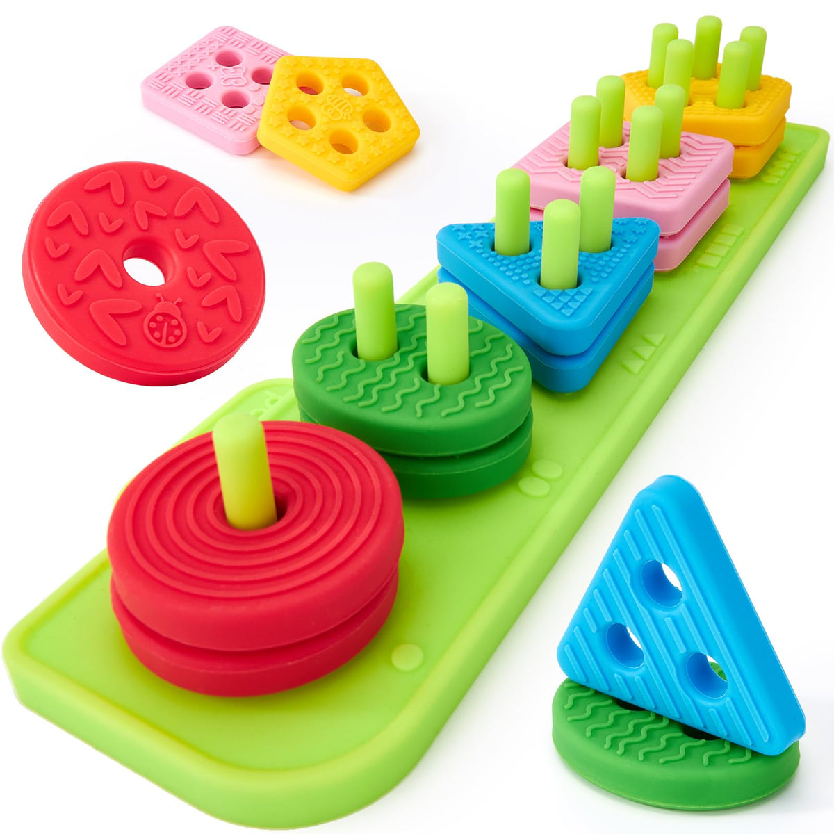 hahaland Silicone Sorting & Stacking Toys - Montessori Toys for 1 Year Old