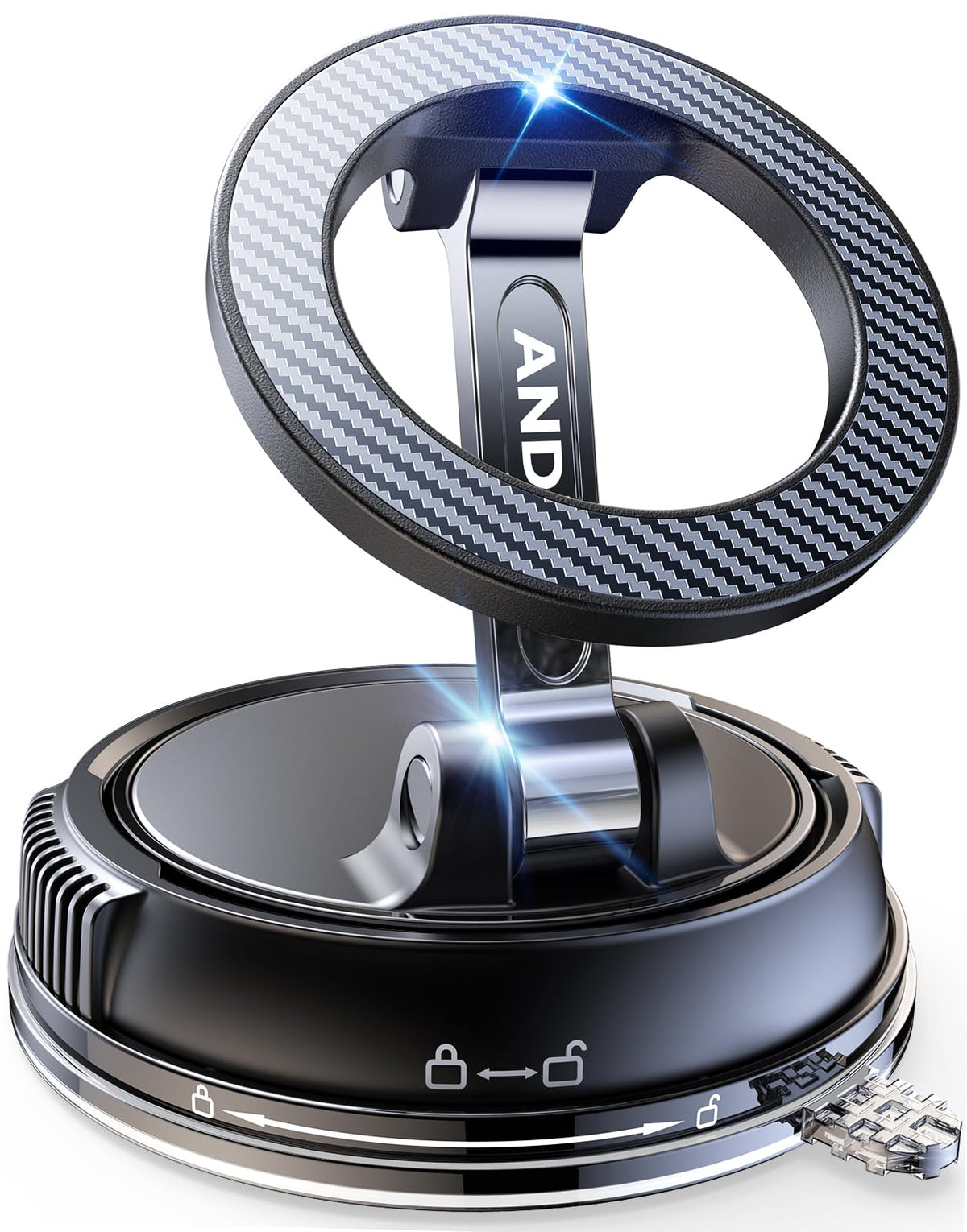 Compact Foldable Car Phone Holder for Magsafe [78+LBS Strongest Suction & 2400gf Strongest Magnetic] 360° Adjustable Car Phone Mount, Phone Holders for Your Car for iPhone 18-12 Pro Max (Carbon Fiber)