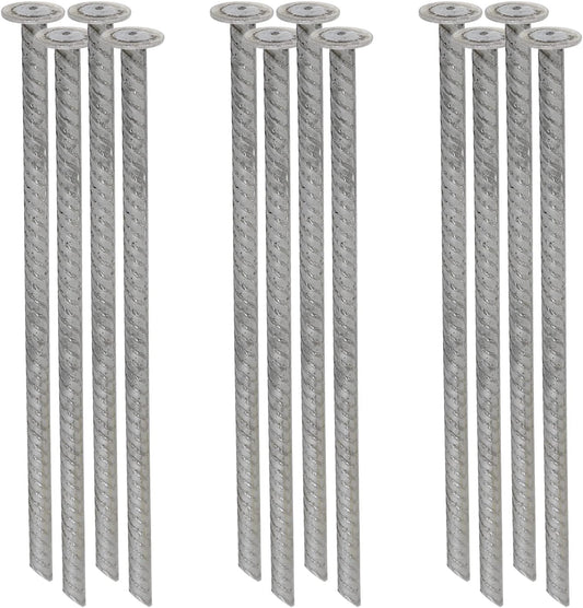 SmartSign Rebar Spikes - Pack of 12, Length 14", Diameter 1/2", Heavy Duty Metal Rebar Stakes for 6ft Parking Curbs/Wheel Stop/Speed Bump, Silver
