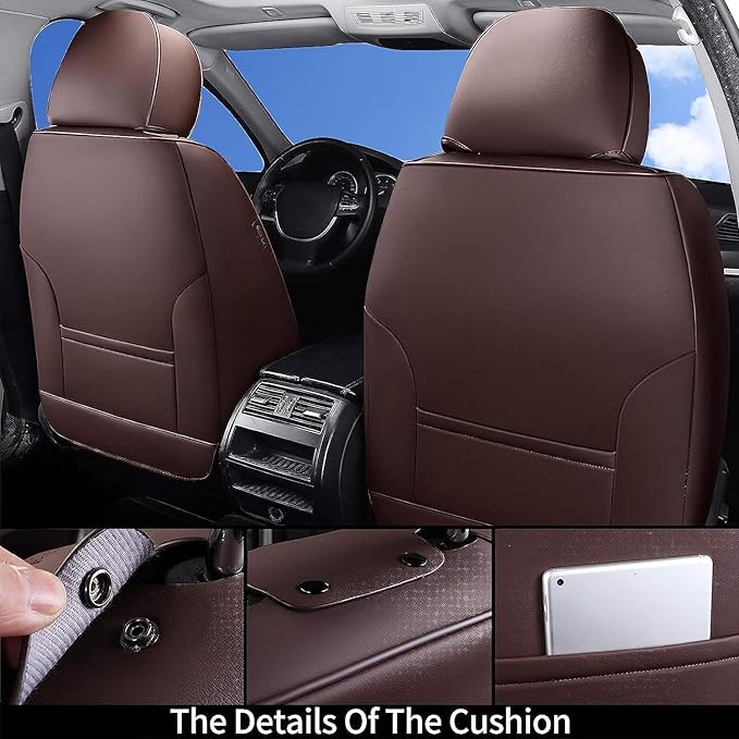 Coverado Seat Covers, Car Seat Covers Front Seats, Car Seat Cover, Waterproof Leather Seat Covers, Seat Cushion, Front Car Seat Covers Leather Car Seat Protector Universal Fit Most Cars Brown