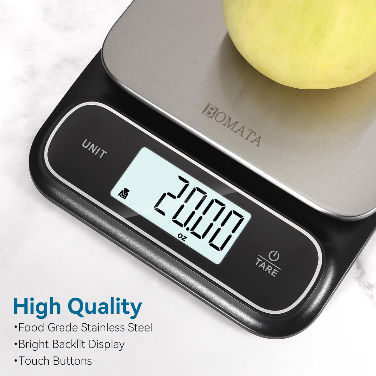 BOMATA Waterproof IPX6 Kitchen Scale with 0.1 g/0.01 oz High Precision
