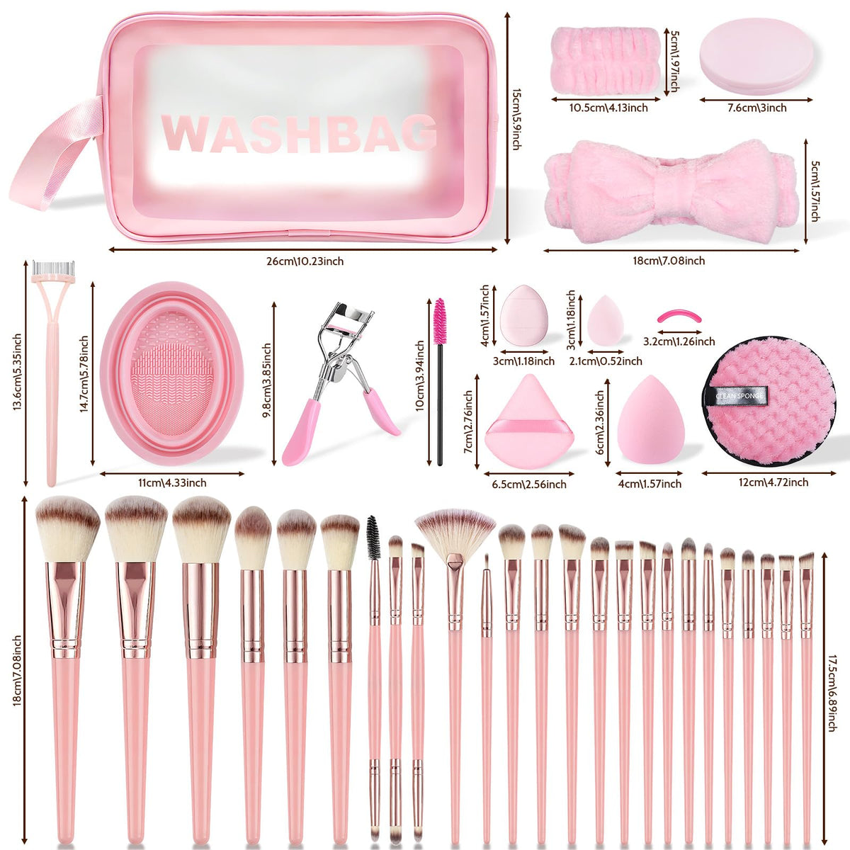 80PCS Makeup Brushes, Makeup Brush Set Professional Makeup Kit Multi-functional Makeup Tool Set with Case Facial Makeup Accessories,Brush Set Eye & Makeup Sponge(Pink)
