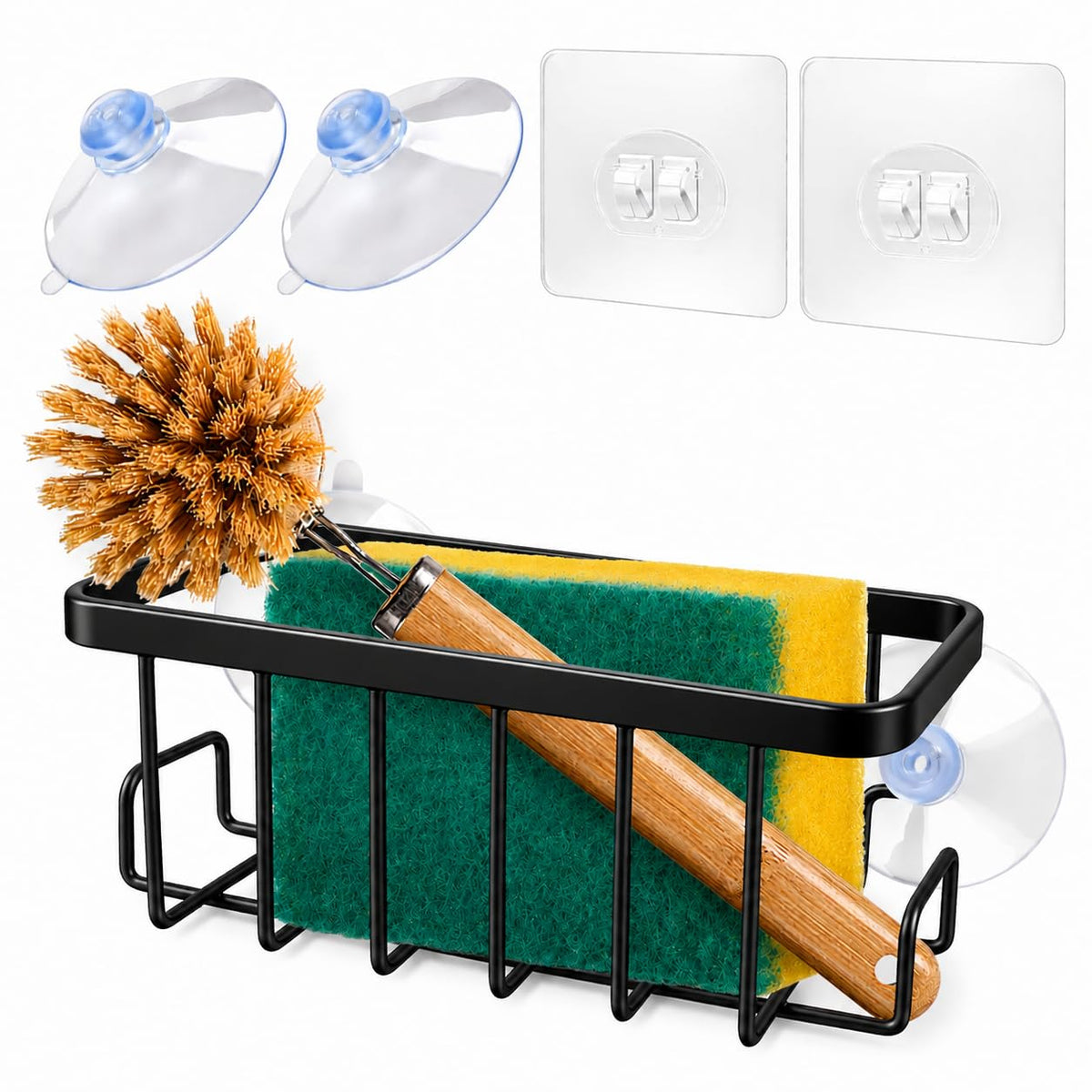 Sponge Holder for Kitchen Sink, Caddy Organizer with Suction Cup, Rustproof