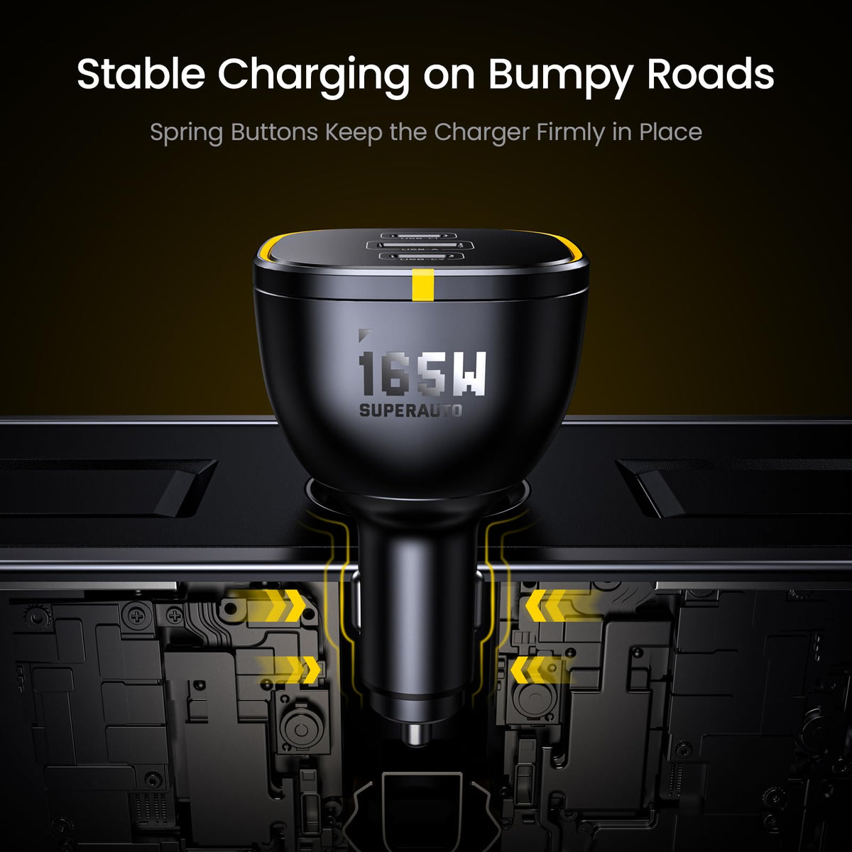 AOHI 165W Laptop Car Charger Adapter 140W PD 3.1/100W PD 3.0 USB C Charging
