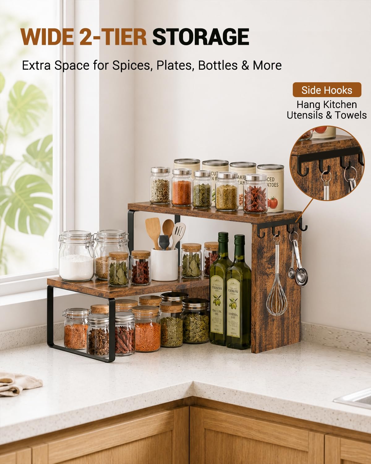 Kitchen Countertop Organizer, Counter Shelf for Corners Coffee Bars Pantry