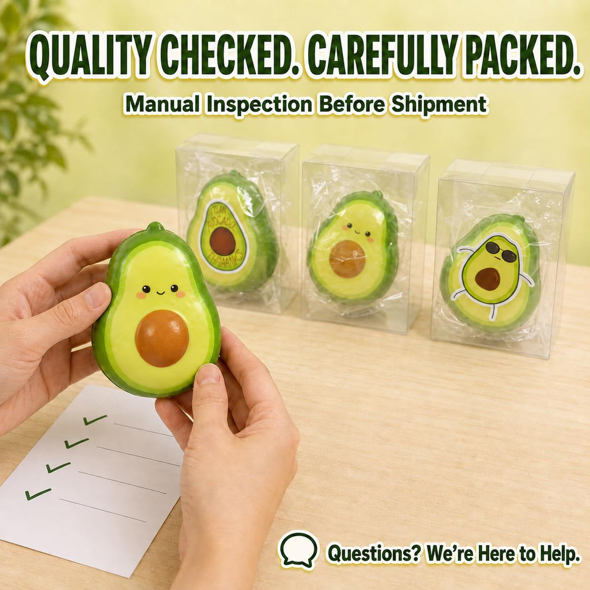 HT Avocado Squishy, Soft Slow Rising PU Foam Squeeze Toy, Butter Stick Sensory Fidget Toy for Desk, Travel, Party Favors and Gifts