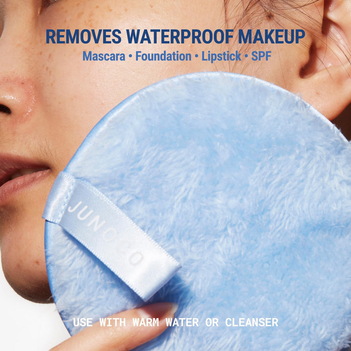 JUNO & Co. Reusable Makeup Remover Pad, Washable Face Cleansing Pad (5-Packs-Blue)