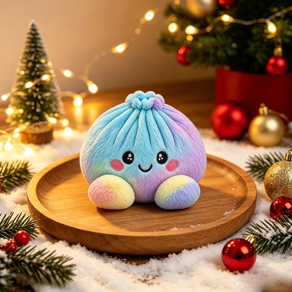 Giant Dumpling Pillow Plush Stuffed Christmas Home Decor with Steamer