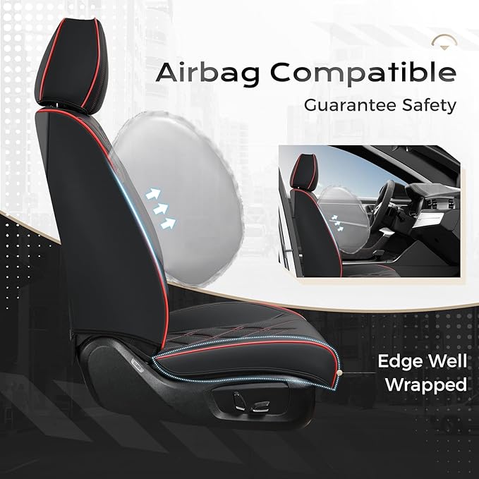 Coverado Car Seat Covers Full Set, Seat Covers for Cars, Front Seat Covers and Back Seat Cover Waterproof Leather Automotive Seat Cover, Universal Car Interior Protectors Cushion for Most Cars