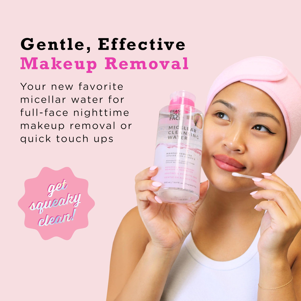 ERASE YOUR FACE Micellar Cleansing Water Makeup Remover, 500ml