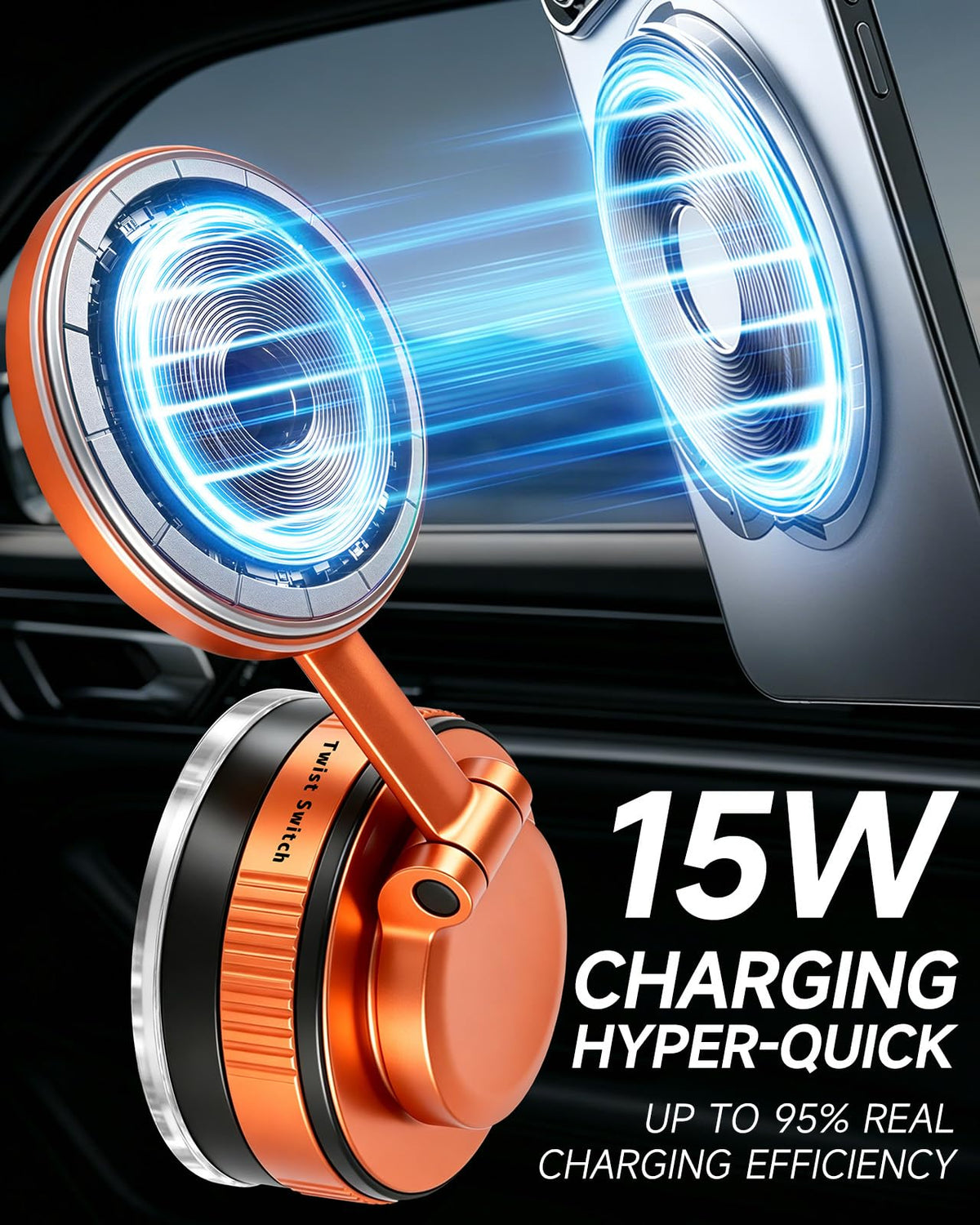 KevMntz 15W Wireless Car Charger Mount, Magnetic MagSafe Phone Holder