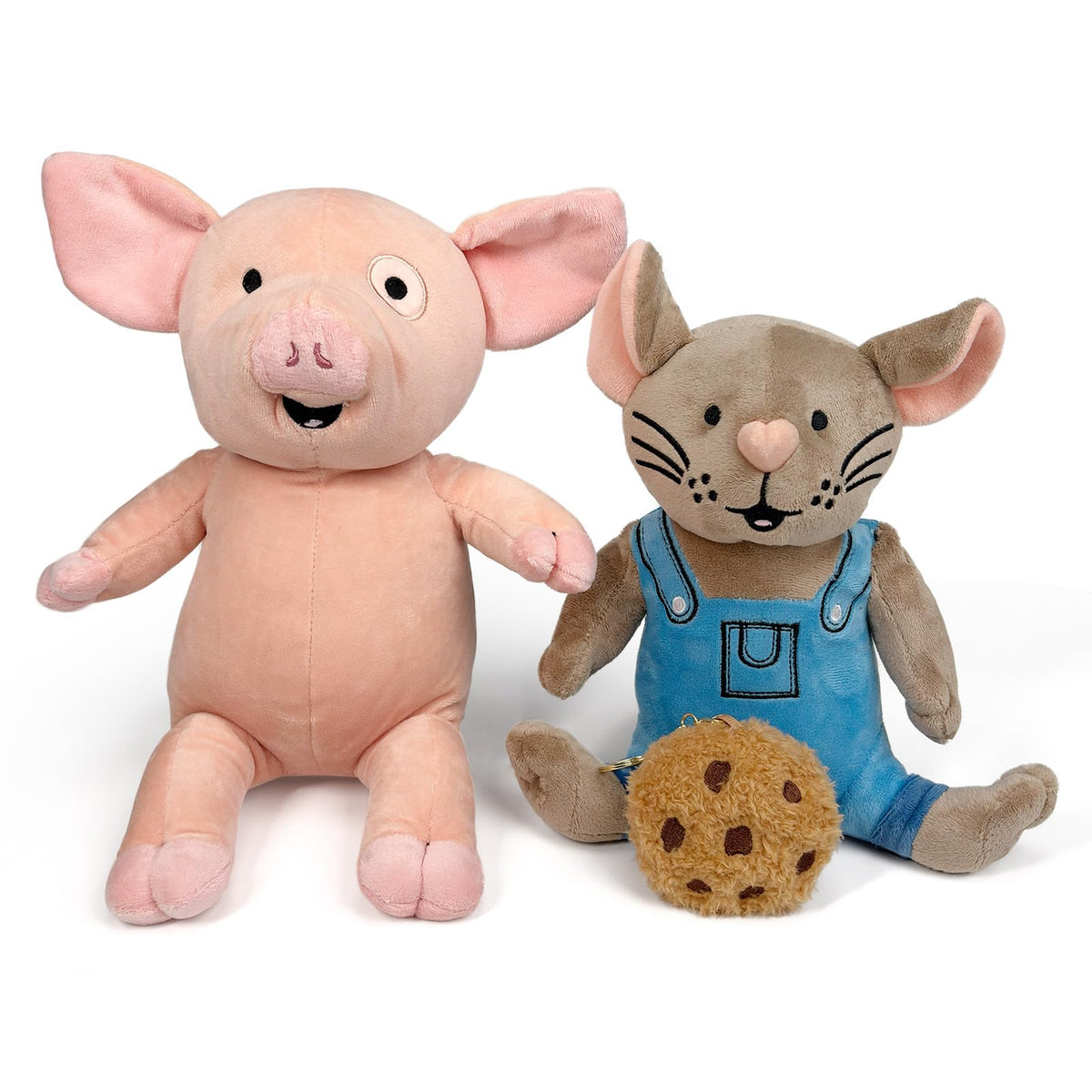 Pig & Mouse Plush Set with Cookie Keychain, Reading Buddy Gift for Kids