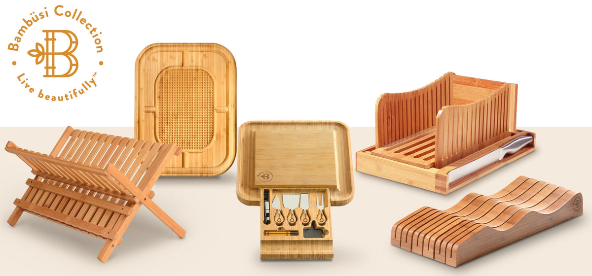 Bambüsi 2-Tier Dish Drying Rack, Bamboo Dish Drainer for Kitchen Counter
