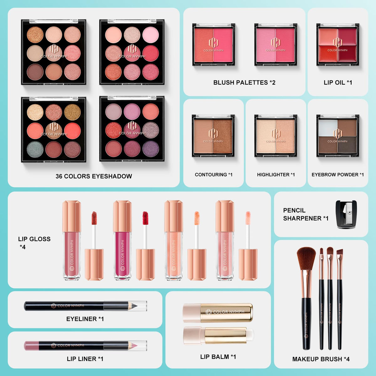 Color Nymph All In One Makeup Kit, Makeup Sets for Teens Girls - Mint Green