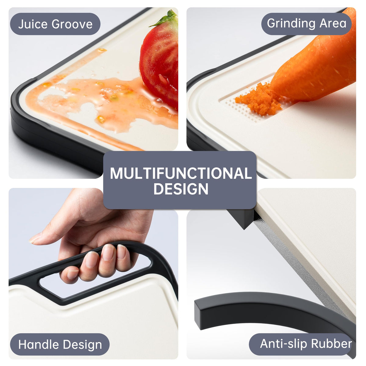 Fyctio Titanium Cutting Board for Kitchen, Double Sided, with Juice Groove