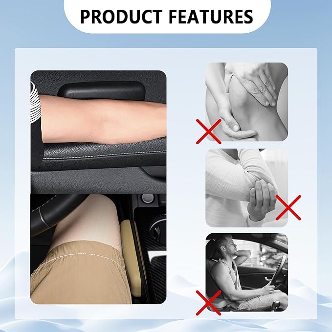 2PCS Elbow Pad Arm Rest for Car,Soft Leather Arm Rest Pillow with One-Piece Molding for Comfortable Support,Universal Car Accessories Car Knee Cushion Car Door Armrest Pads (Beige)