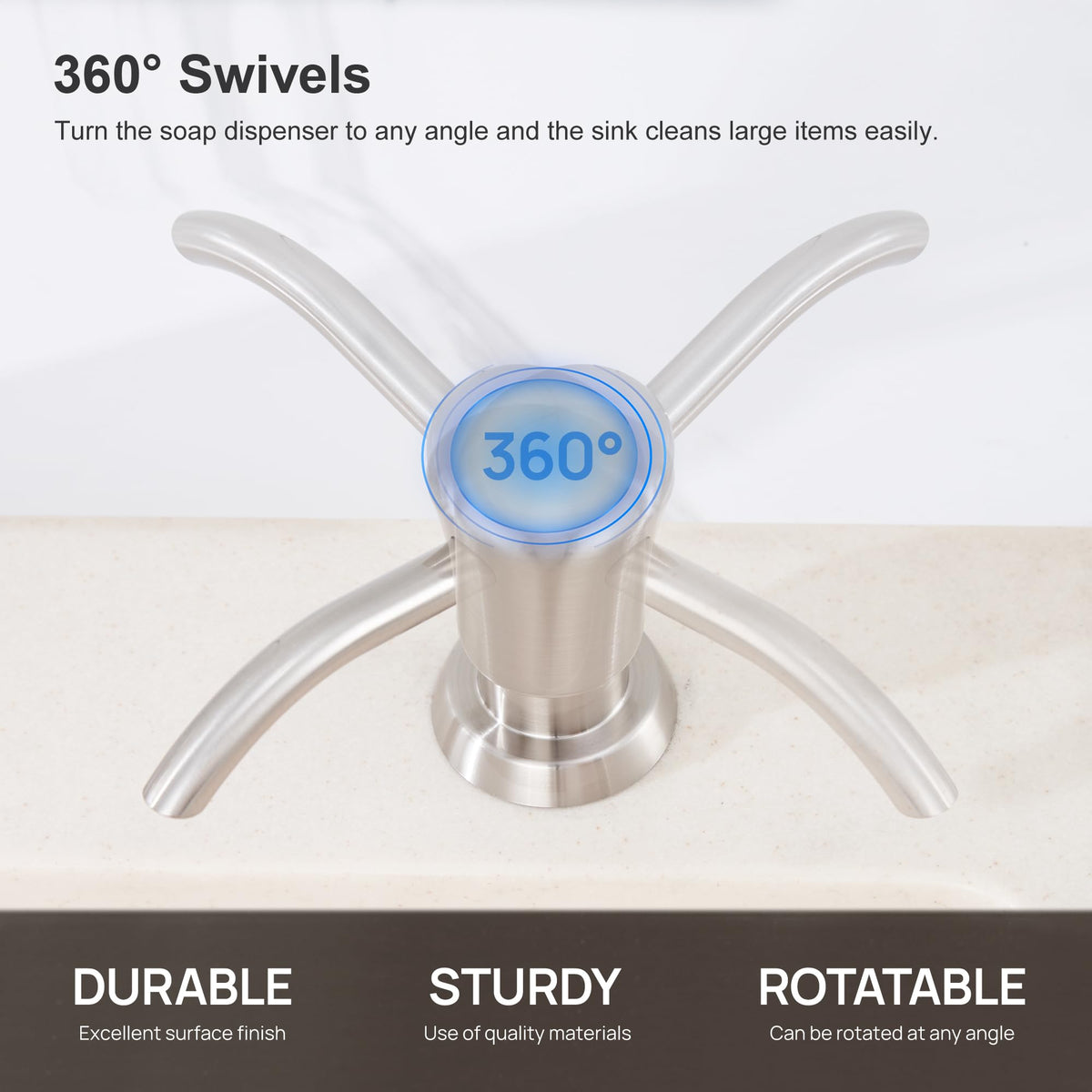GAGALIFE Built in Counter Soap Dispenser (Brushed Nickel) for Kitchen Sink