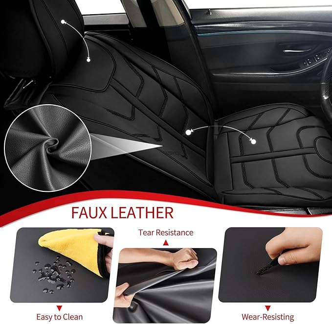 TTX LIGHTING Car Seat Covers fit for Chevrolet Camaro 2000-2024 Front Seat: Premium Leather Automotive Seat Cover with Airbag Compatible Waterproof (2 Seats, Black)