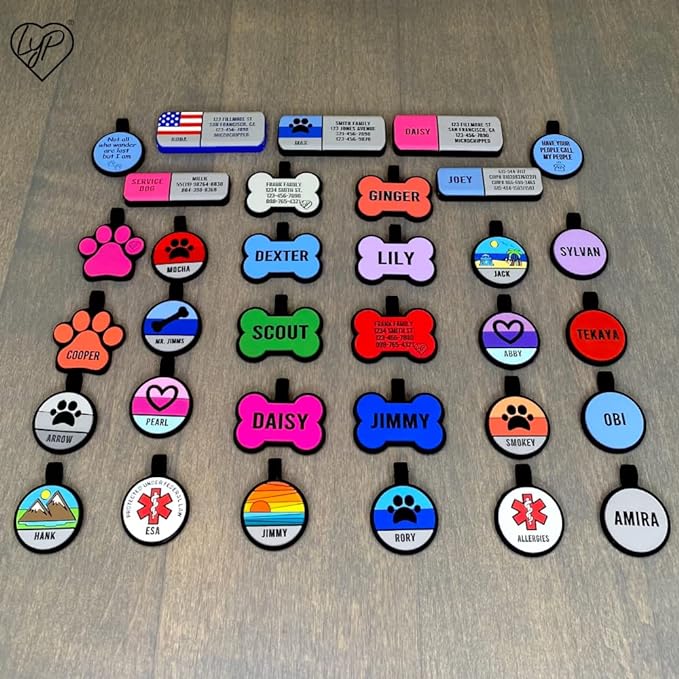 LYP Original Soundless Pet ID Tags | Custom Dog Tags Personalized for Pets | Durable Silicone Deep Engraved Dog Tag | No More Jingling | Pink Heart