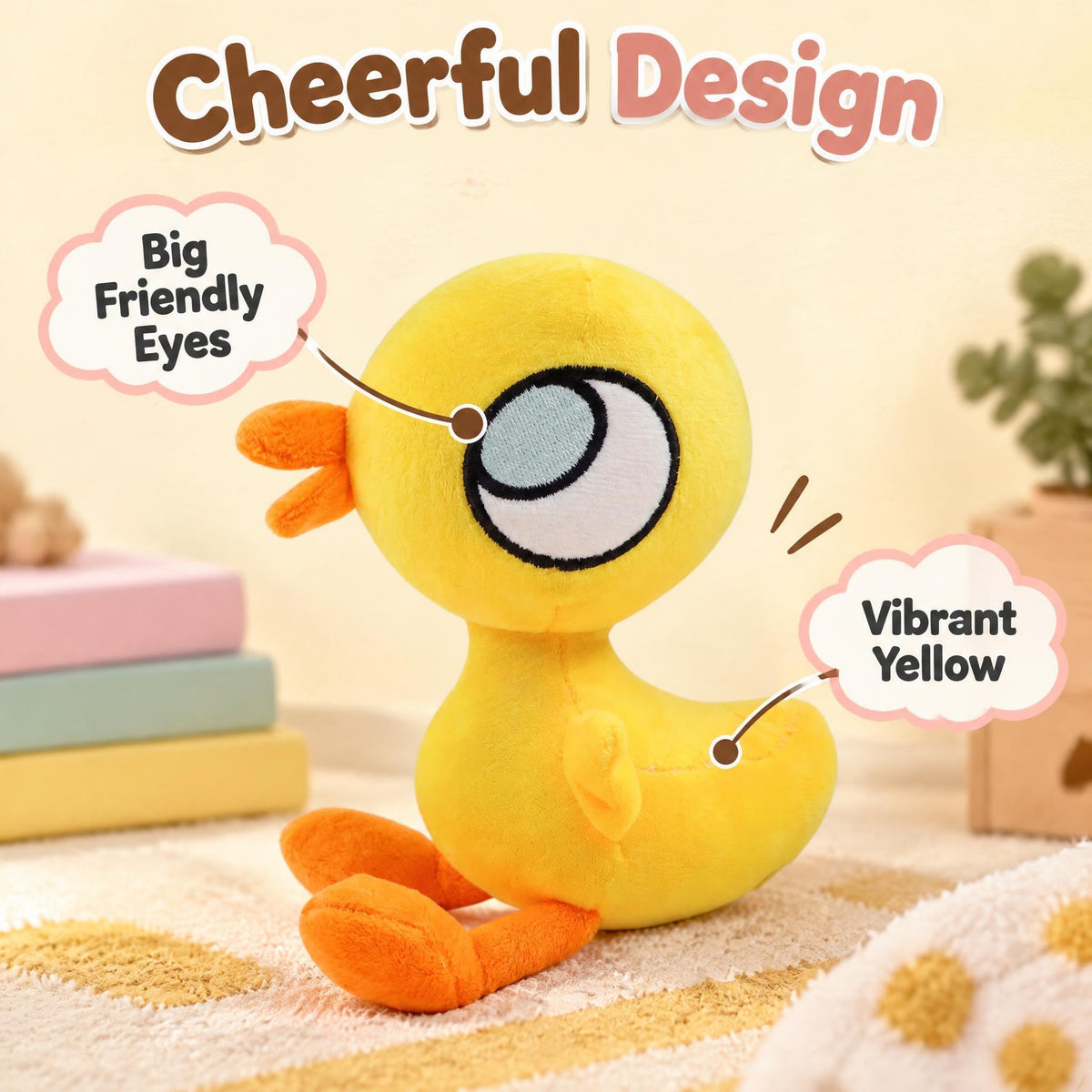 Little Yellow Duck Plush, Pigeon Books Series Soft Stuffed Duckling