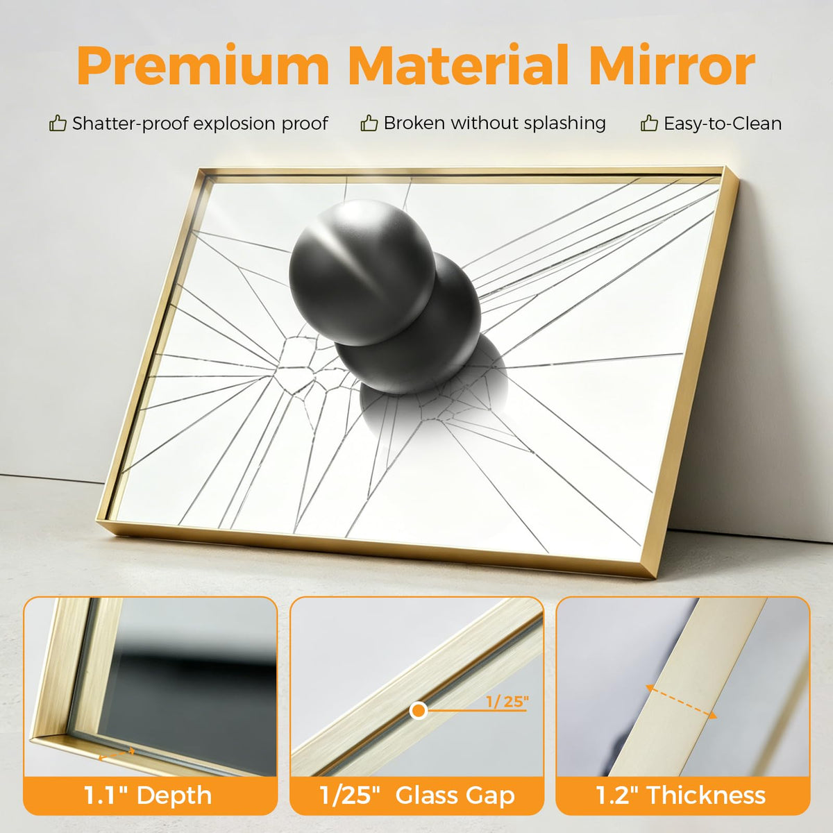 NEWBULIG 24"x36" Wall Mirror, Bathroom Mirrors for Over Sink, Gold
