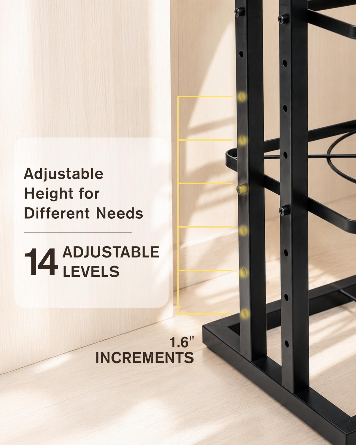 HULISEN Pots and Pans Organizer Under Cabinet, Adjustable 6-Tier Pot Rack