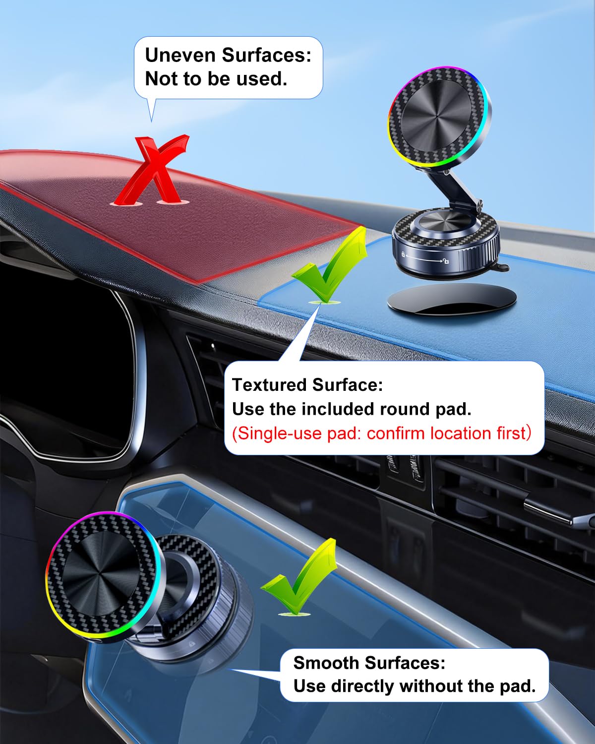 for Magsafe Car Mount Charger, 15W Fast Charging Magnetic Wireless Car Charger [120LBS Ultra Suction Cup & 3800gf Magnet] 780° Dashboard Vacuum Magnetic Phone Holder Car Bracket for iPhone & Android