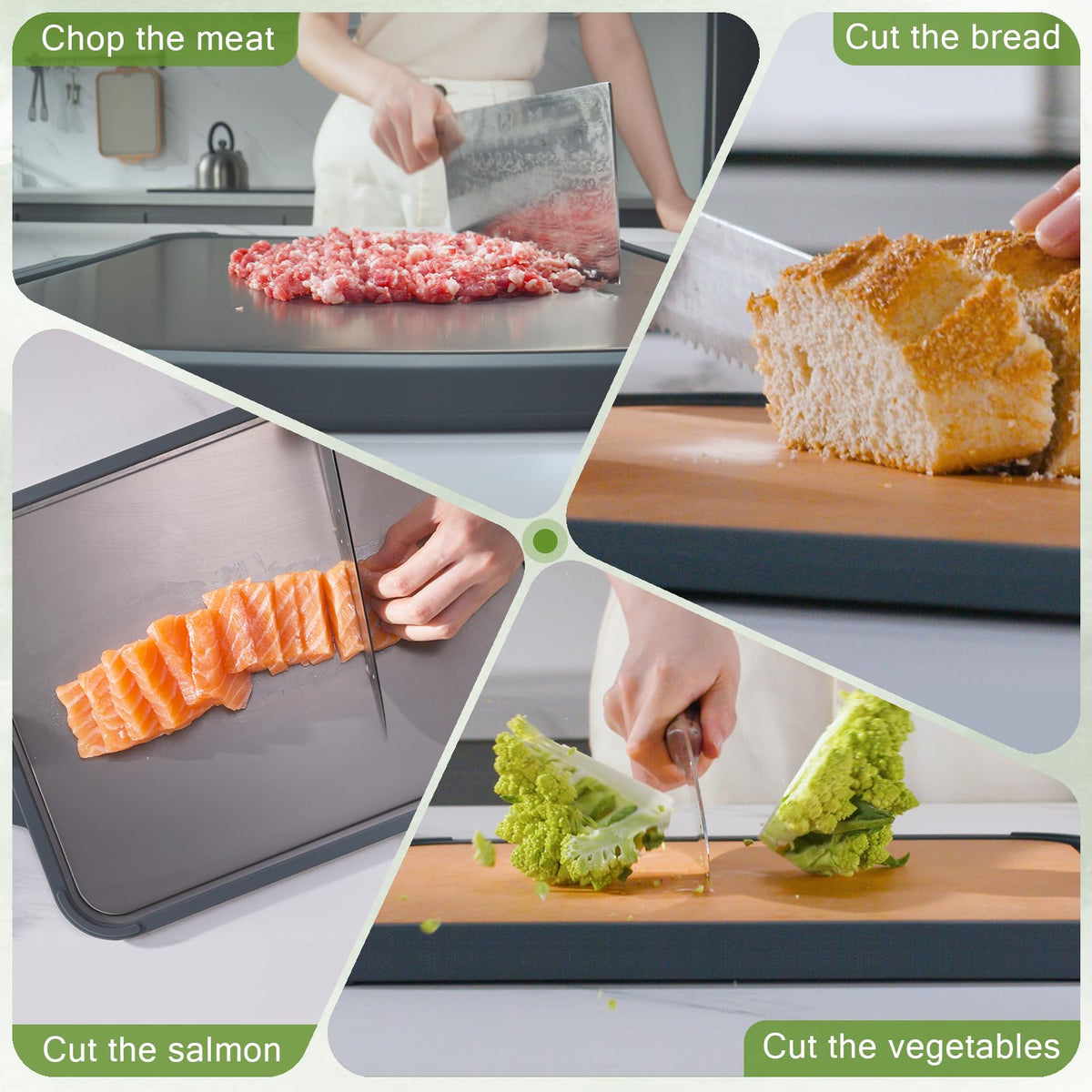 Titanium Cutting Board for Kitchen, Double Sided Pure Titanium & Wood Fiber