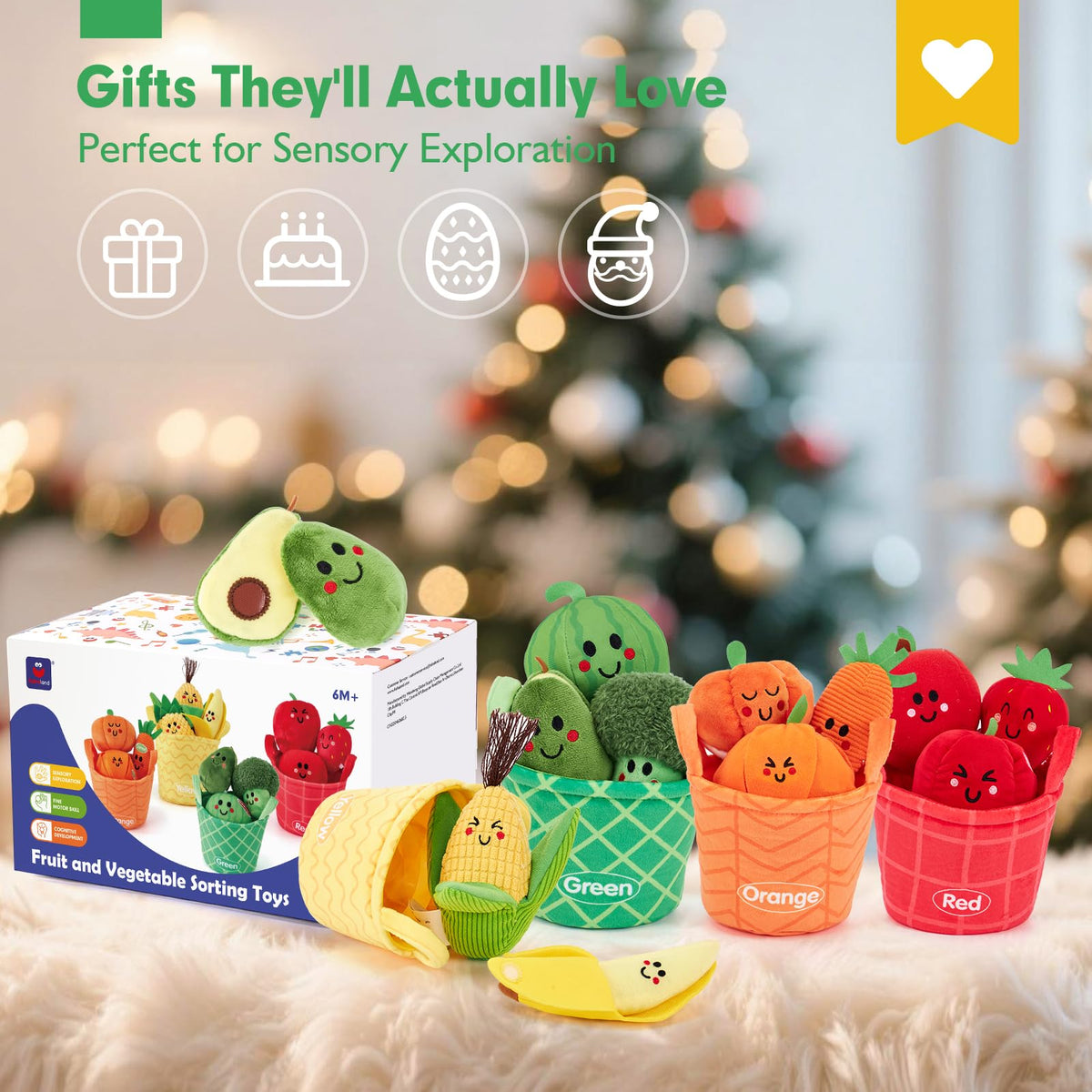 hahaland Baby Sensory Toys Montessori Toys 1 Year Old Fruit Vegetable 16PCs