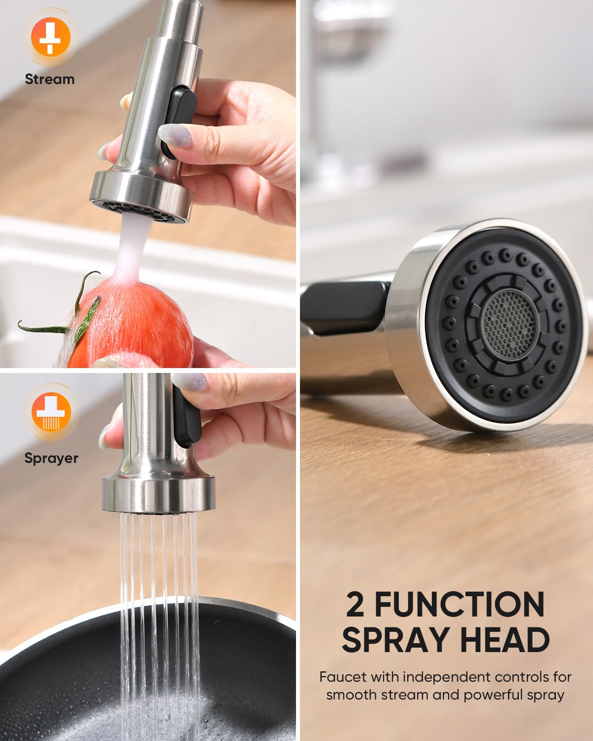 OWOFAN Kitchen Faucet with Pull Down Sprayer Brushed Nickel