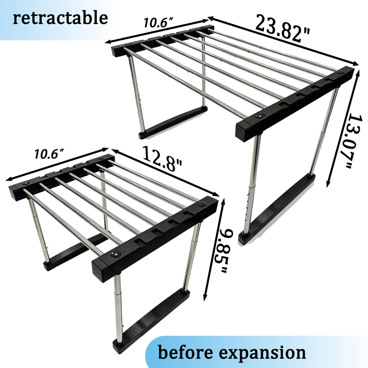 Expandable Cabinet Organizer Shelf, Stackable Storage Shelves(2 PACK)