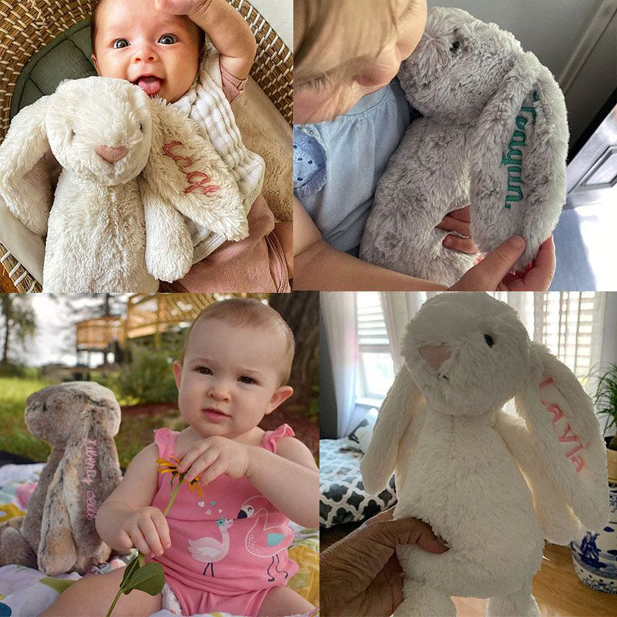 Embroidered Plush Bunny with Child's Name Handmade Custom Plush Toy Child's First Easter Gift
