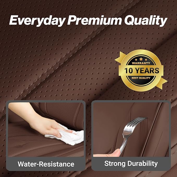 Coverland Custom Fit Car Seat Covers for SUV Compatible with [2009-2018 Subaru Forester] Premium Car Seat Cover Water Resistant Leather Non-Slip Interior Protector [Full Set Dark Brown - Chart X77]